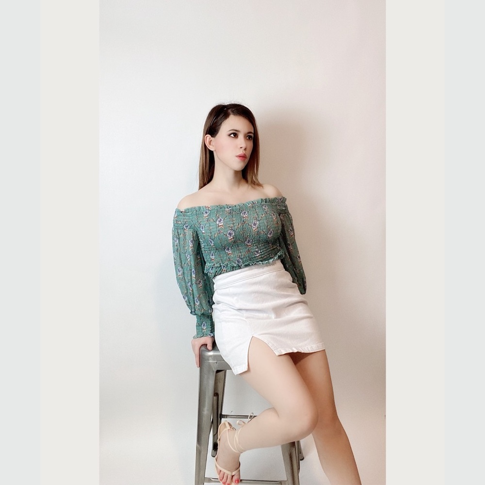 Jenny Side Slit Denim Mini Skirt